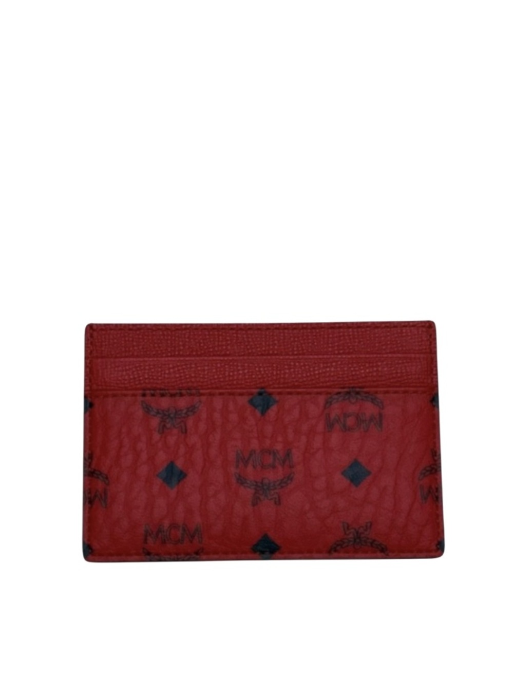 MCM - RED BLUE LEATHER VISETOS CARDHOLDER CASE WALLET